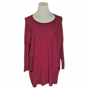 Tea n Rose Red Wine Oversized Sweater With Pockets Size Small Medium